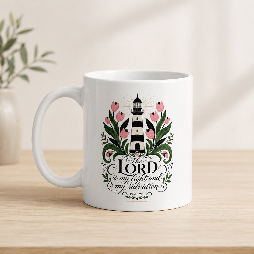 The Lord is my light and my Salvation Psalm 27:1 White glossy mug