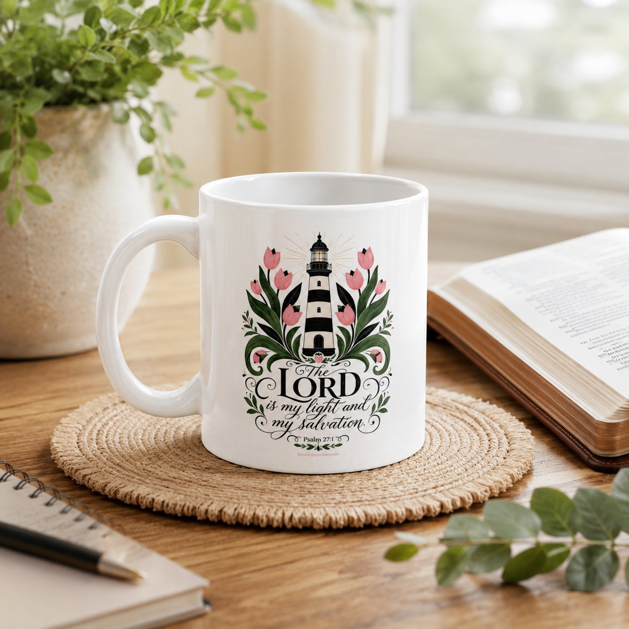 The Lord is my light and my Salvation Psalm 27:1 White glossy mug