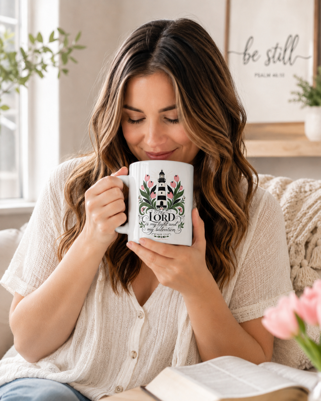 The Lord is my light and my Salvation Psalm 27:1 White glossy mug