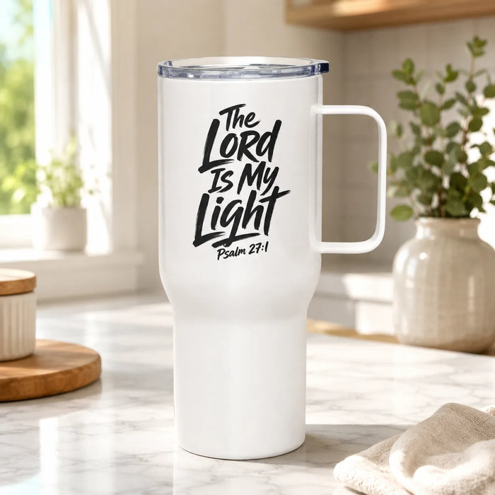 Travel mug with a handle