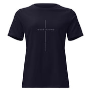 Jesus Is King women's relaxed t-shirt, navy front view